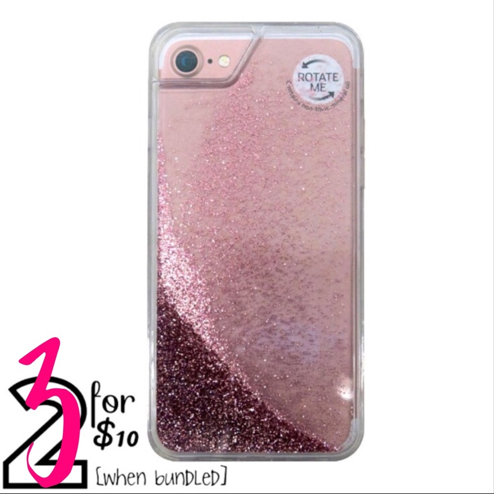 🟣[onn] BNIB Rose Gold Glitter Waterfall iPhone 6/6s/7/8 Case